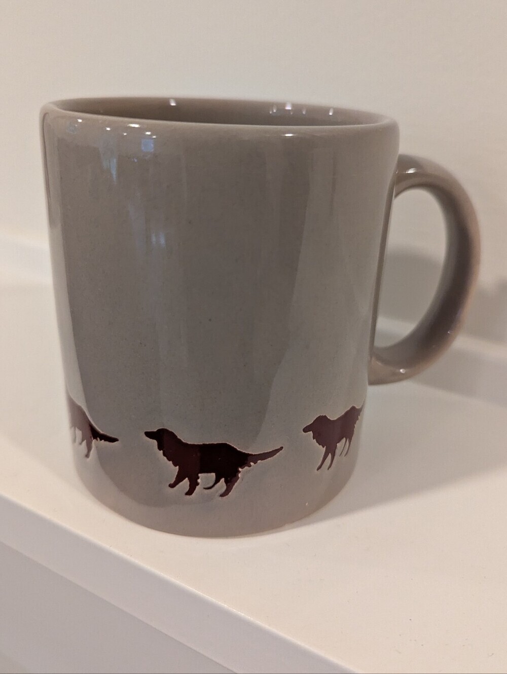Dog Silhouette Ceramic Mug in Tan